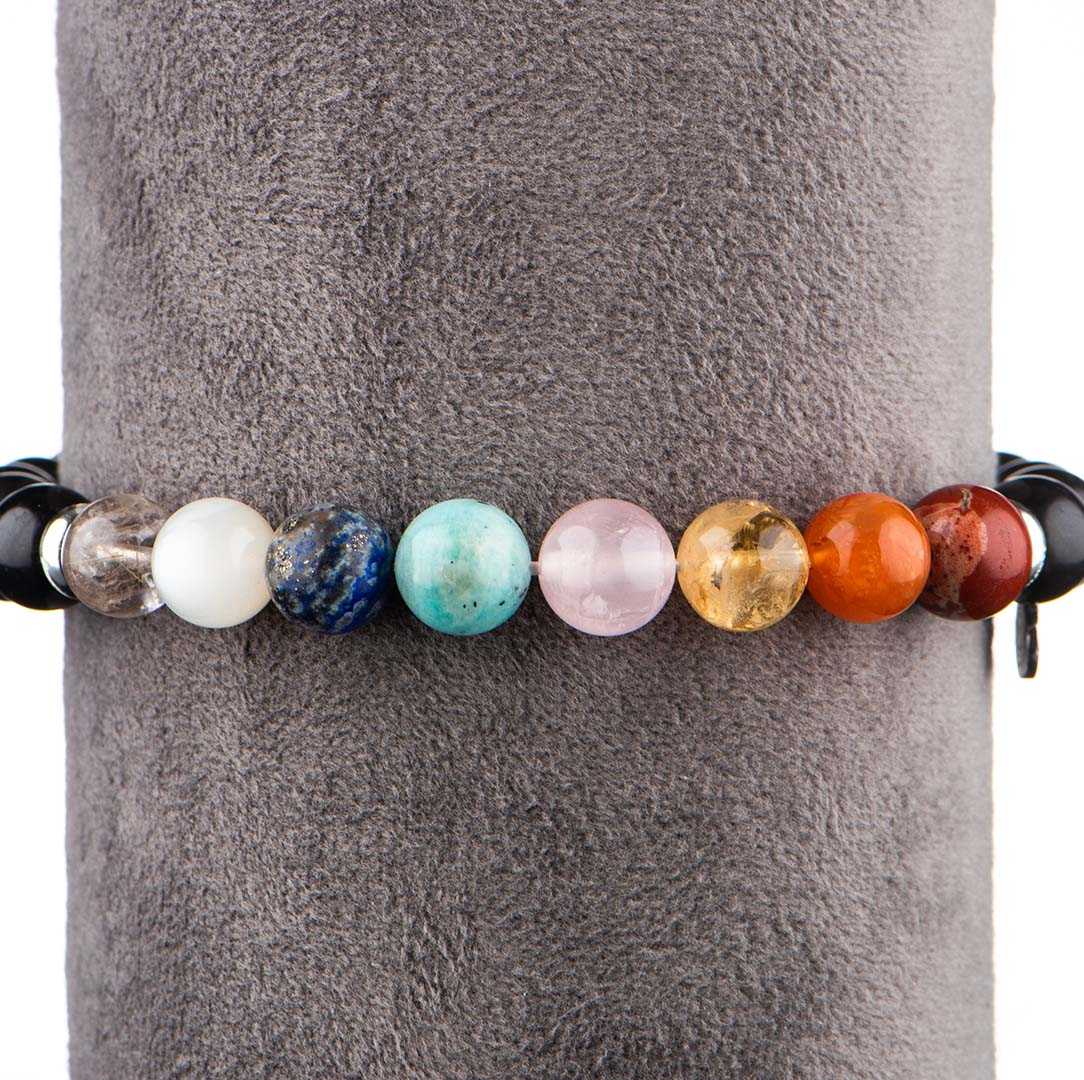 Shungite EMF Protective Bracelet with Chakra Gems