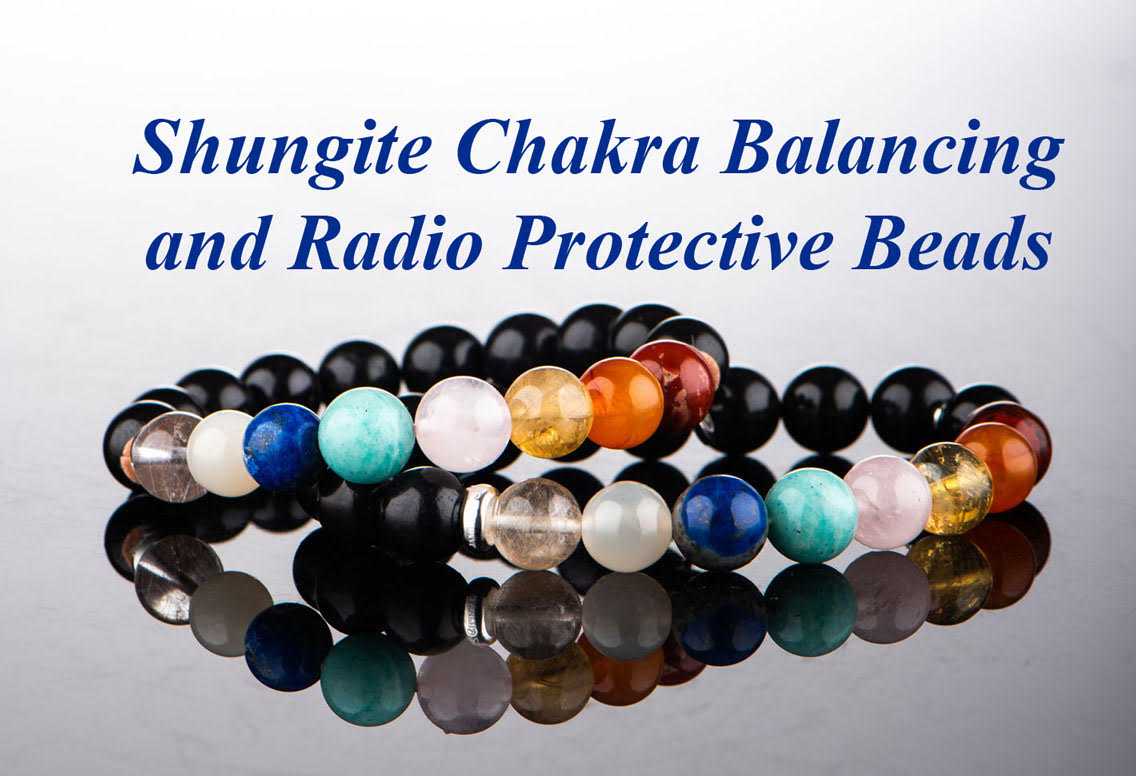 Shungite EMF Protective Bracelet with Chakra Gems